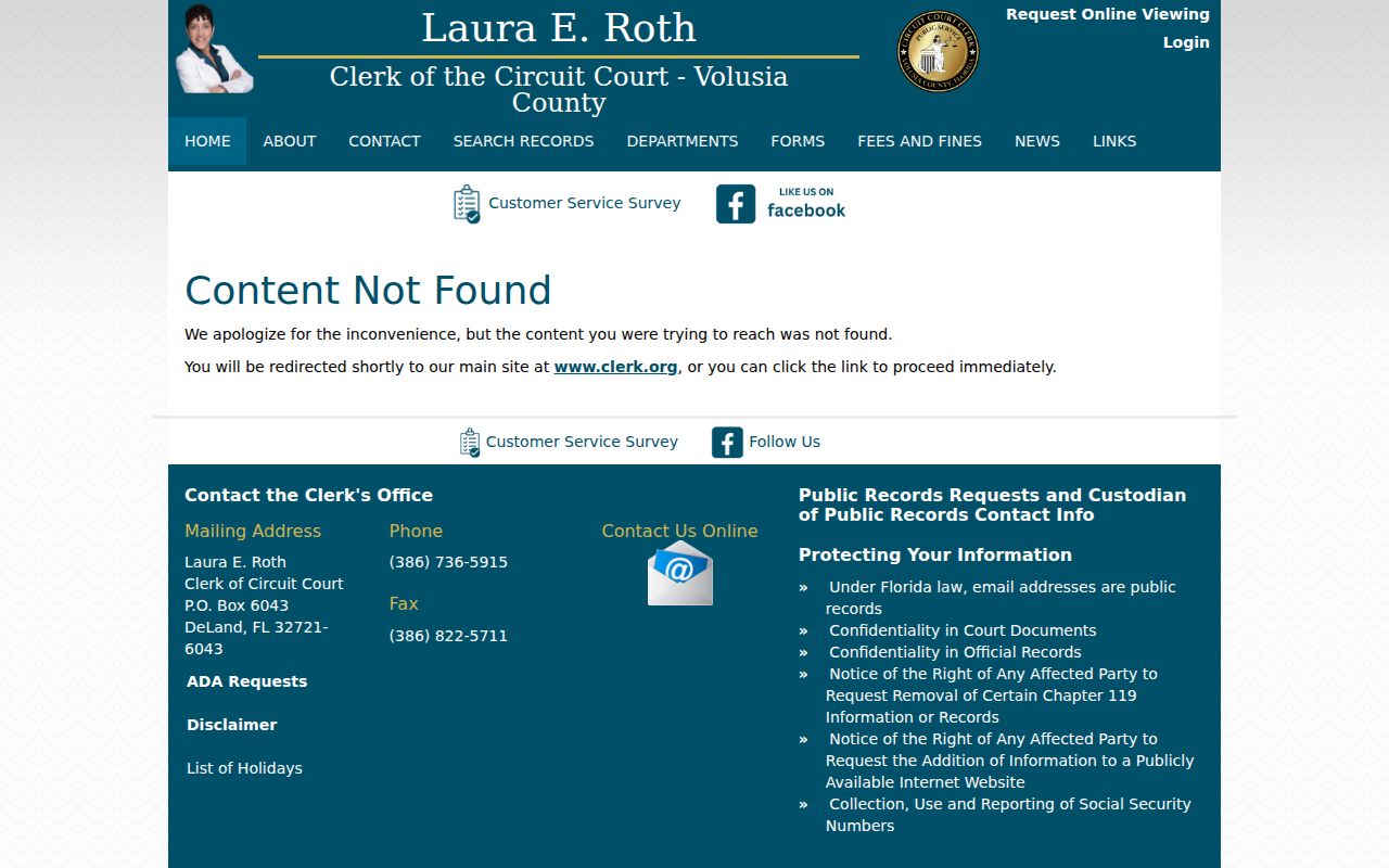Volusia County residents directory court lookup services