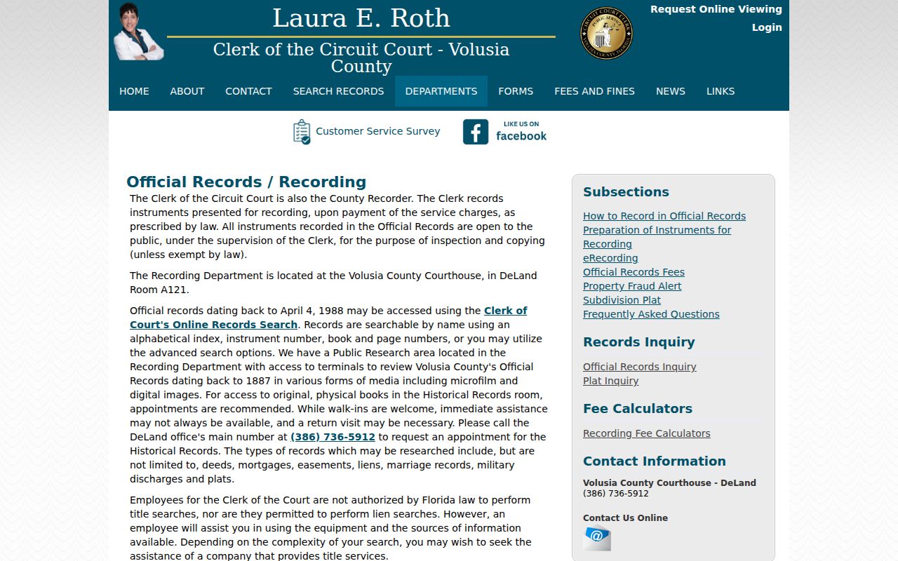 Volusia County residents directory Official Records source