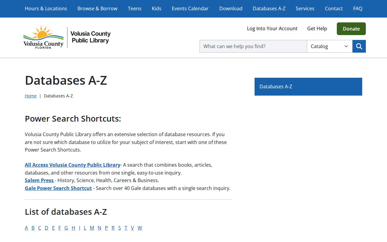 Volusia County residents directory library genealogy databases
