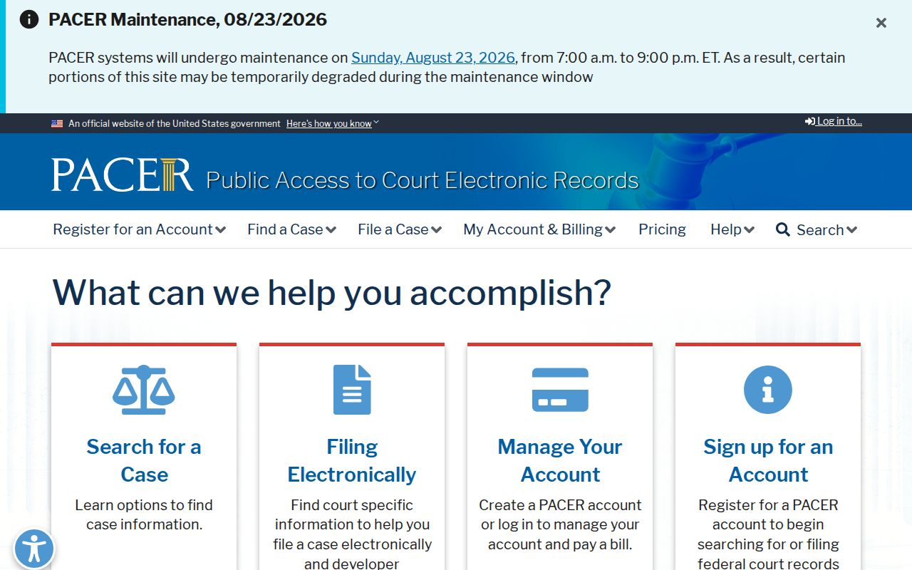 PACER federal court access for a Volusia County resident lookup