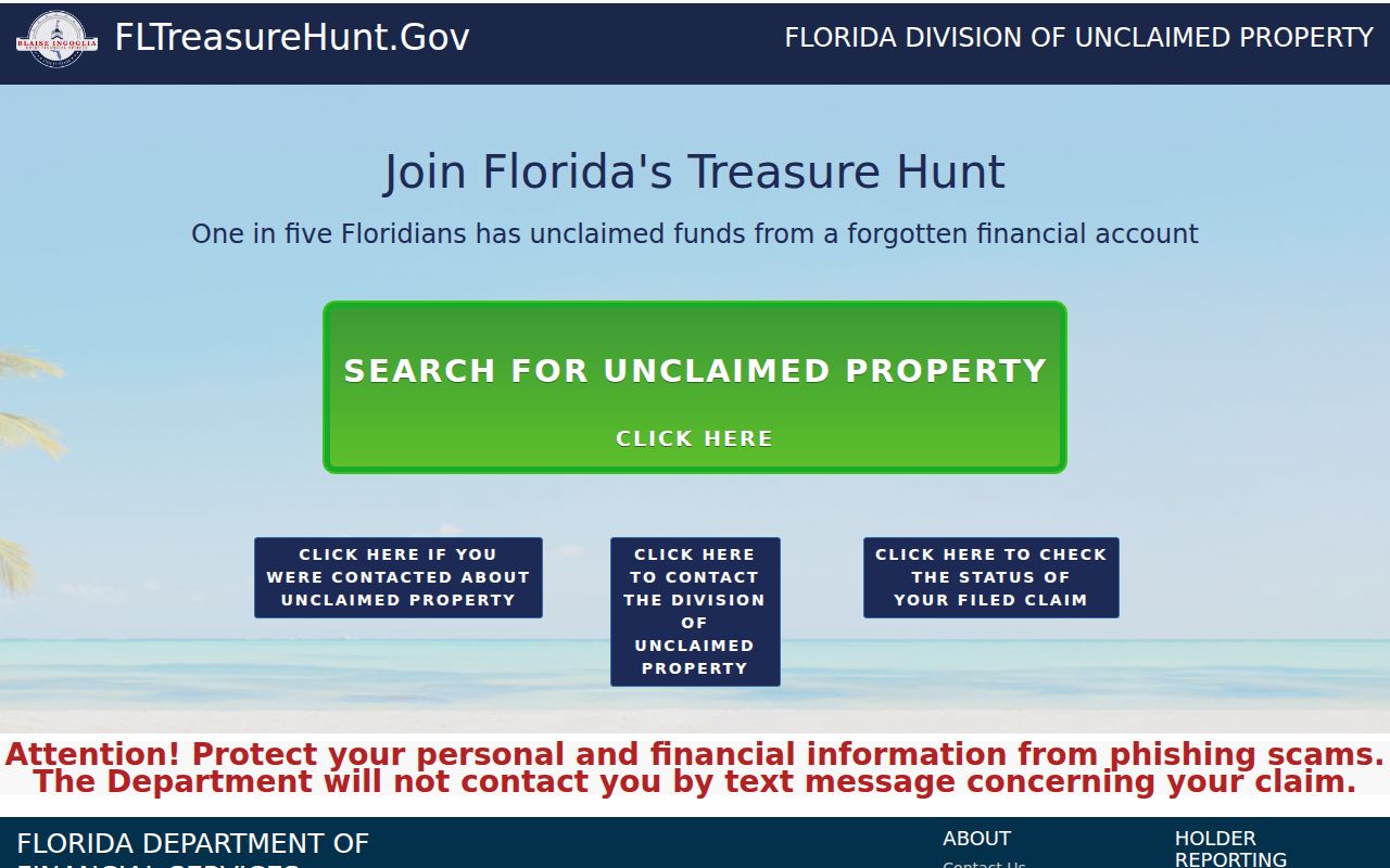 Florida Treasure Hunt name search for a Volusia County resident lookup