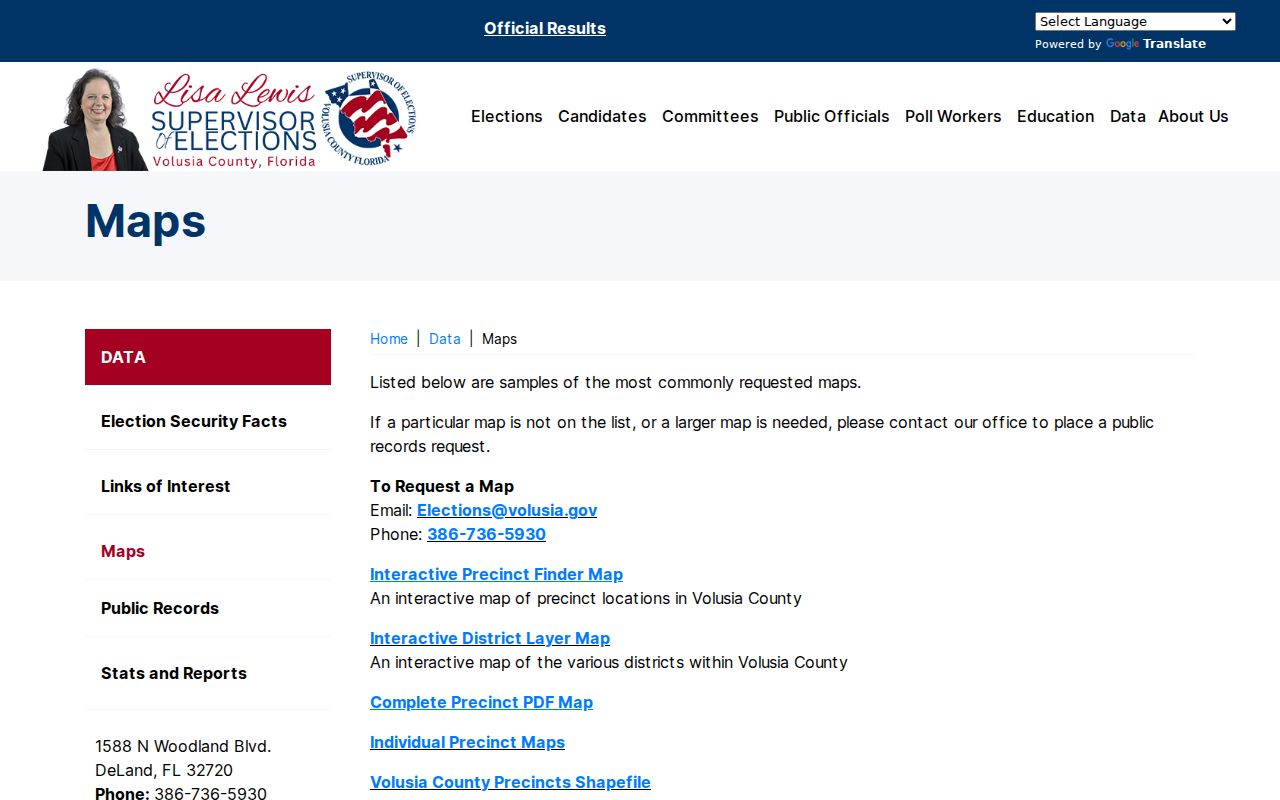 Volusia County street directory precinct maps
